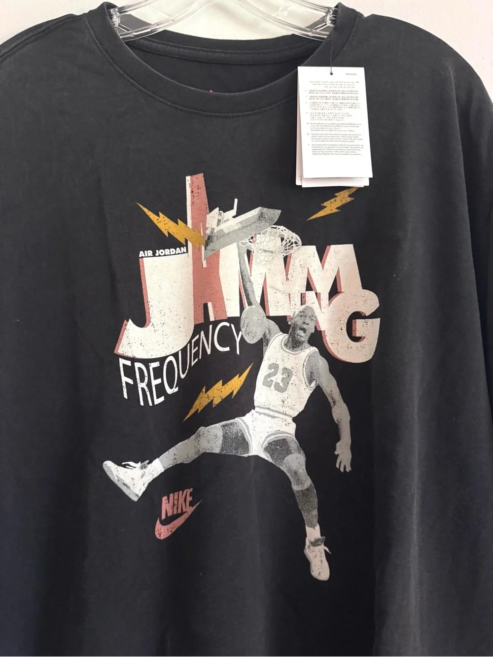 NWT Air Jordan Black Graphic Basketball Tee L